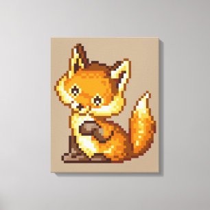 Cute Pixel Art Fox Canvastryck