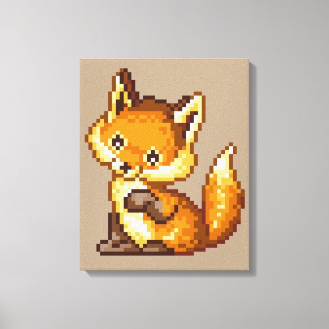 Cute Pixel Art Fox Canvastryck (Framsida)
