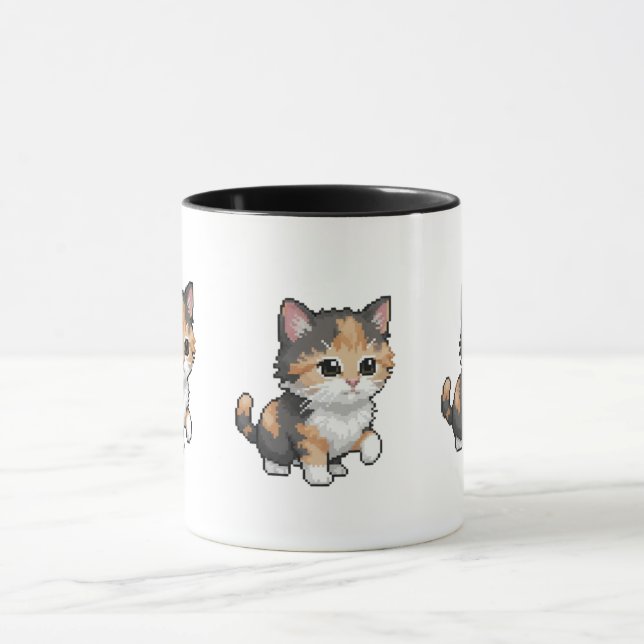 Cute Pixel Art Kitten Mug Mugg (Center)