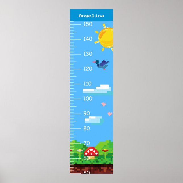 Cute Pixel Art liggande tillväxtdiagram Poster (Framsidan)