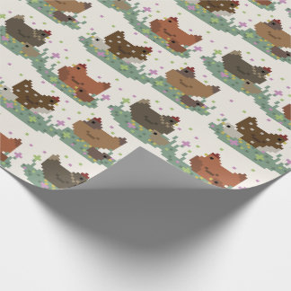 Cute Pixel Chickens Pattern Presentpapper
