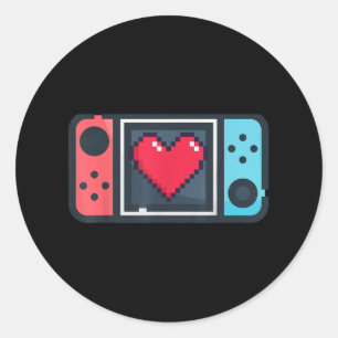 Cute Pixel Heart Gamer Valentines day T För manar  Runt Klistermärke