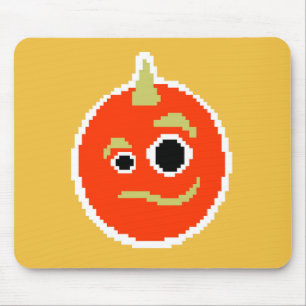 Cute pixel orange monster ansikte dekorativ kudde musmatta