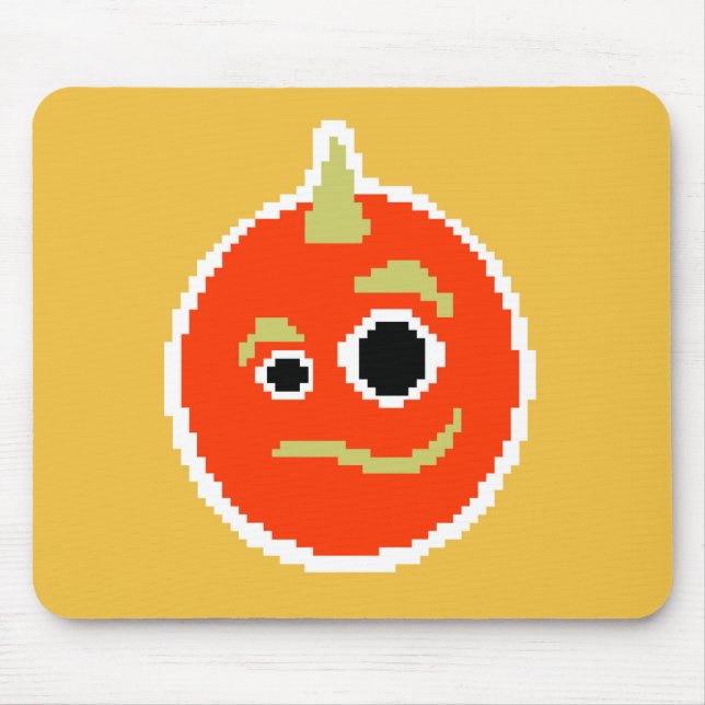 Cute pixel orange monster ansikte dekorativ kudde musmatta (Framsidan)