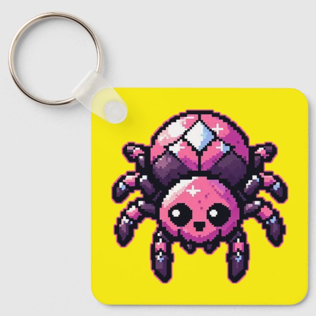 Cute Pixel Spider Nyckelring (Framsida)