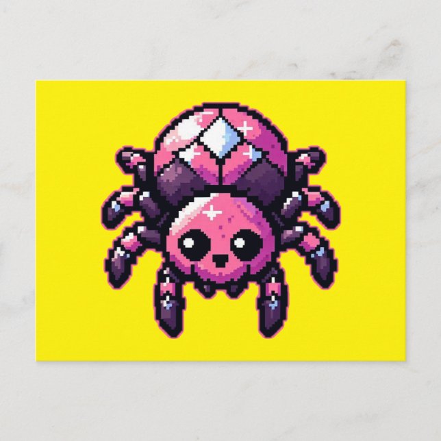 Cute Pixel Spider Vykort (Framsida)
