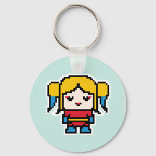 Cute pixeleleled bad girl dekorativ kudde nyckelring