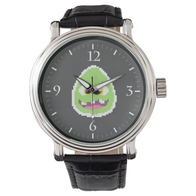 Cute pixelelelhos äggmonster kaffe mugg armbandsur (Framsida)