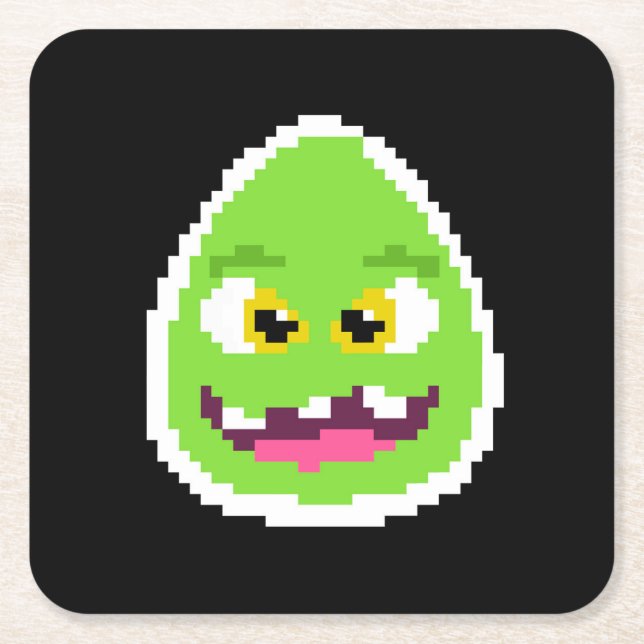 Cute pixelelelhos äggmonster (kaffe, mugg), dragst underlägg papper kvadrat (Framsidan)