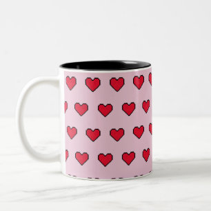Cute-pixelerad hjärtform Två-Tonad mugg