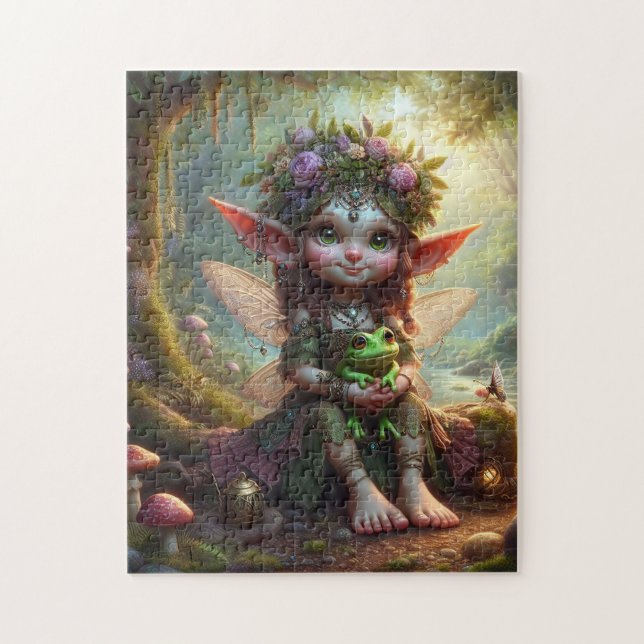 Cute Pixie with her Frog Pussel (Vertikal)