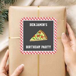 Cute Pizza Barns födelsedag-partiets favoritmärke Fyrkantigt Klistermärke