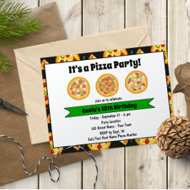 Cute Pizza Födelsedagsfest inbjudan