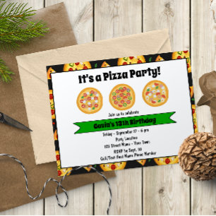 Cute Pizza Födelsedagsfest inbjudan