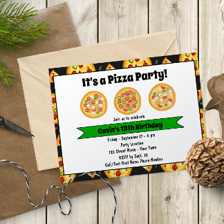 Cute Pizza Födelsedagsfest inbjudan
