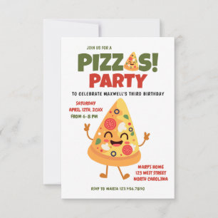 Cute Pizza Födelsedagsfest Inbjudningar