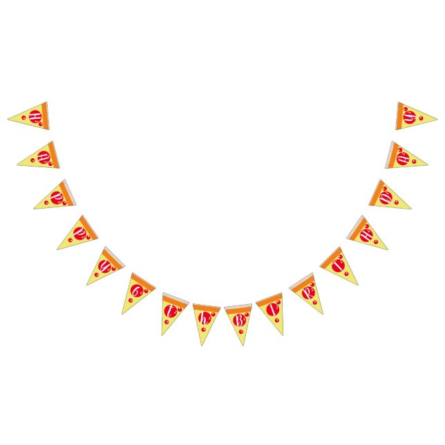 Cute Pizza Kött Slices Birthday Bunting Flaggor (Alla)
