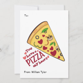 Cute Pizza My Heart Classroom Valentines Day Julkort