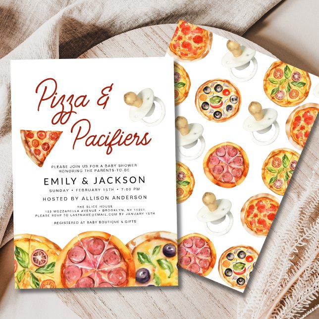Cute Pizza & Nappar Baby Shower Inbjudningar (Skapare uppladdad)
