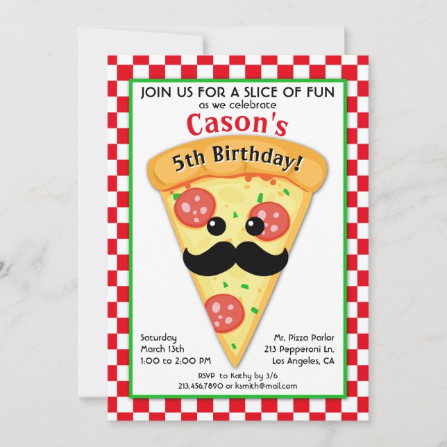 Cute Pizza Party Barn Birthday-inbjudan Inbjudningar (Framsida)