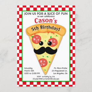 Cute Pizza Party Barn Birthday-inbjudan Inbjudningar