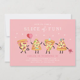 Cute Pizza Party Birthday Inbjudan, Segce of Rolig Inbjudningar