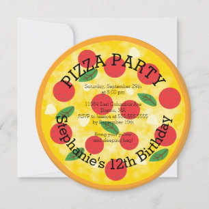 Cute Pizza Party Födelsedagsfest inbjudan