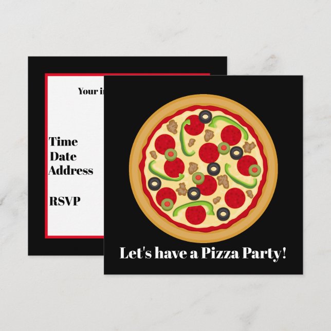 Cute pizza party, oavsett syfte inbjudningar (Fram/baksida)