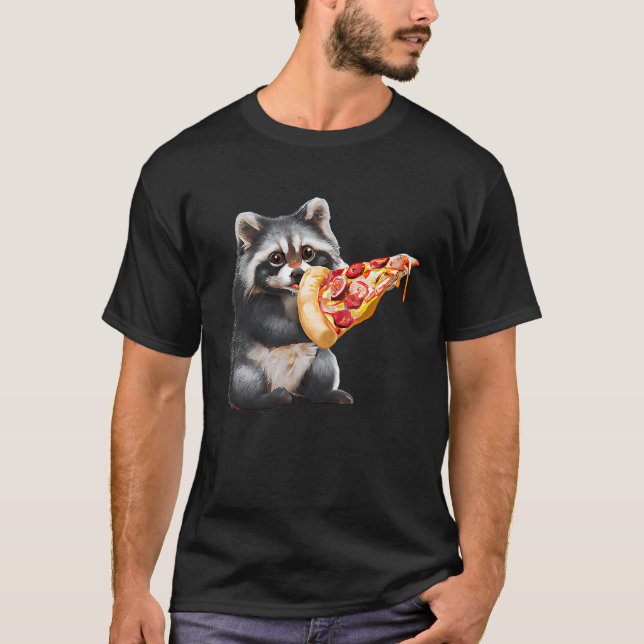 Cute Pizza Raccoon T Shirt (Framsida)