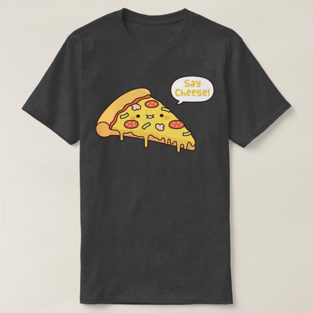 Cute Pizza Slice säger Cheese Funny T Shirt (Design framsida)