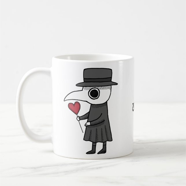 Cute Plague Doktor med ett unikt, hjärtspecifikt n Kaffemugg (Vänster)