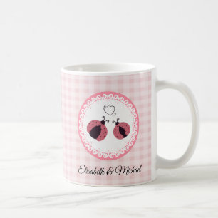 Cute plaid ladybugs personlig kärlek kaffemugg