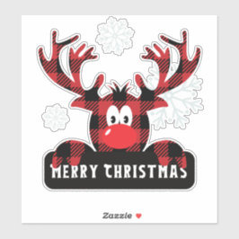 Cute Plaid Reindeer Merry Christmas Holiday Vinyl Klistermärken