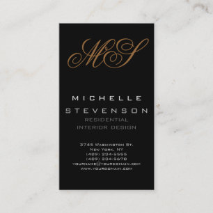 Cute Plain Grått Black Monogram Affärskort Visitkort