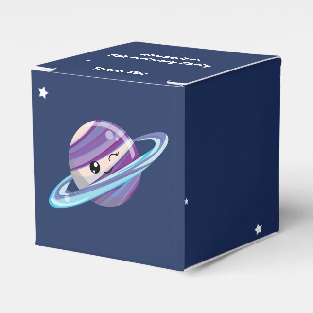 Cute Planet Saturn Space Galaxy Kid Birthday Presentaskar (Framsidan Sidan)