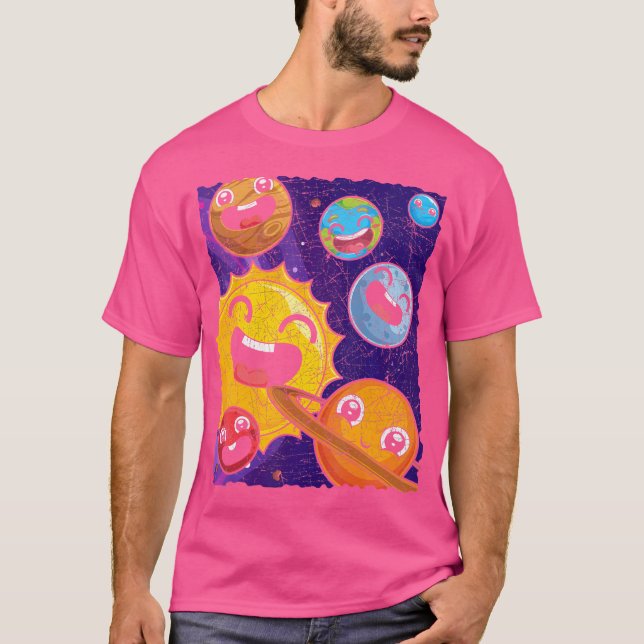 Cute Planets Galaxy Astronomer Science Universe T Shirt (Framsida)