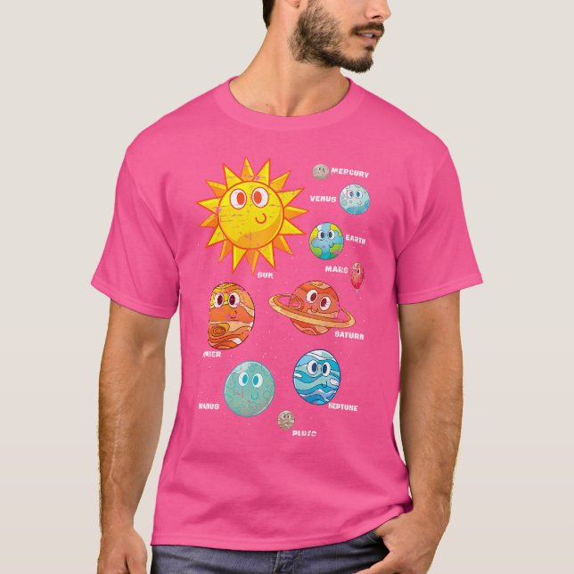 Cute Planets Galaxy Rymden Science Astronomer T Shirt (Framsida)
