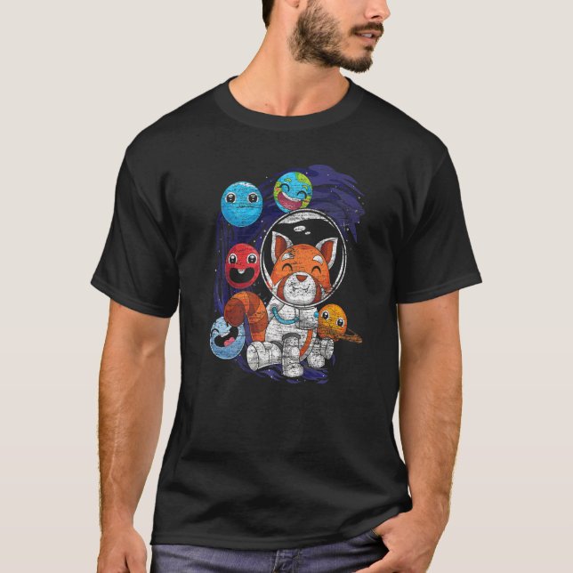 Cute Planets Rymden China Animal Astronaut Re T Shirt (Framsida)