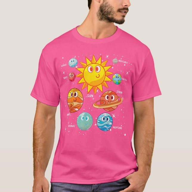 Cute Planets Rymden Travel Science Astronomy T Shirt (Framsida)