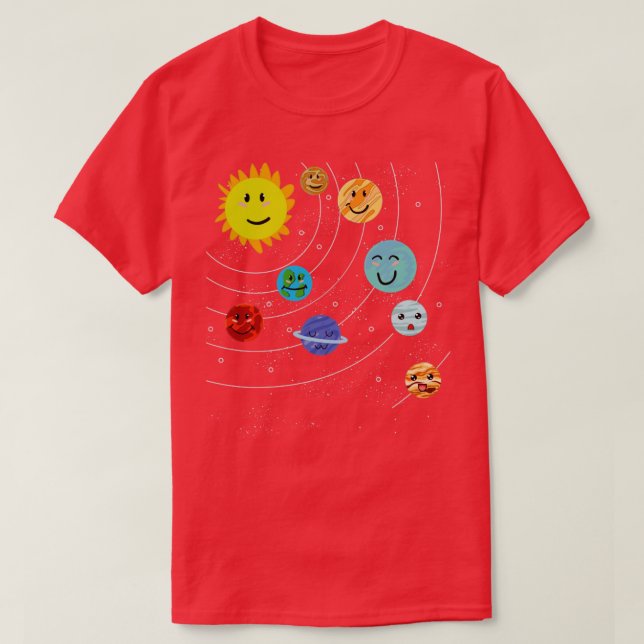 Cute Planets Science Solar System Space Astronomy T Shirt (Design framsida)