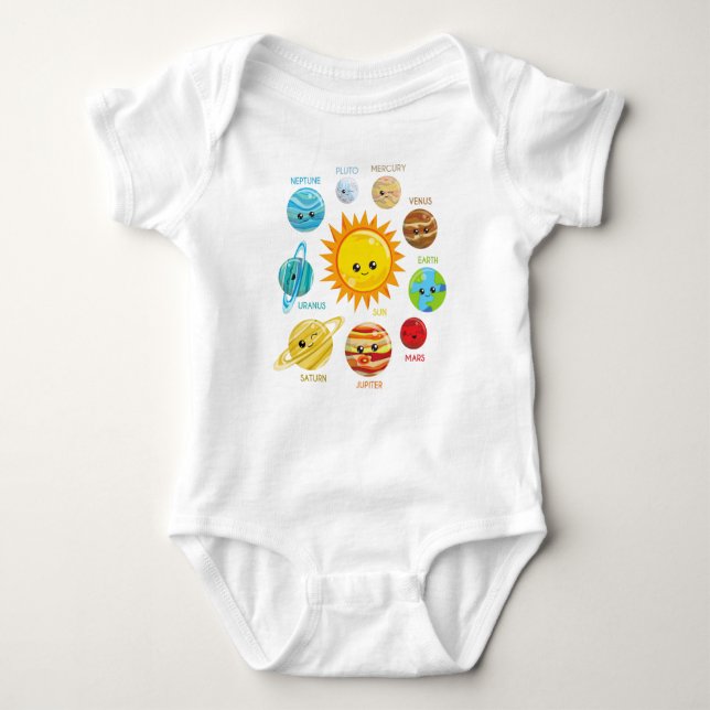 Cute Planets, Solar System, Space, Cosmos, Galaxy T Shirt (Framsida)