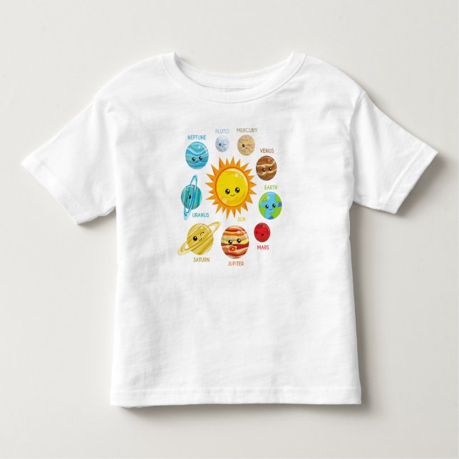 Cute Planets, Solar System, Space, Cosmos, Galaxy T Shirt (Framsida)