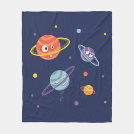 Cute Planets Tecknad Space Science Kids Fleecefilt