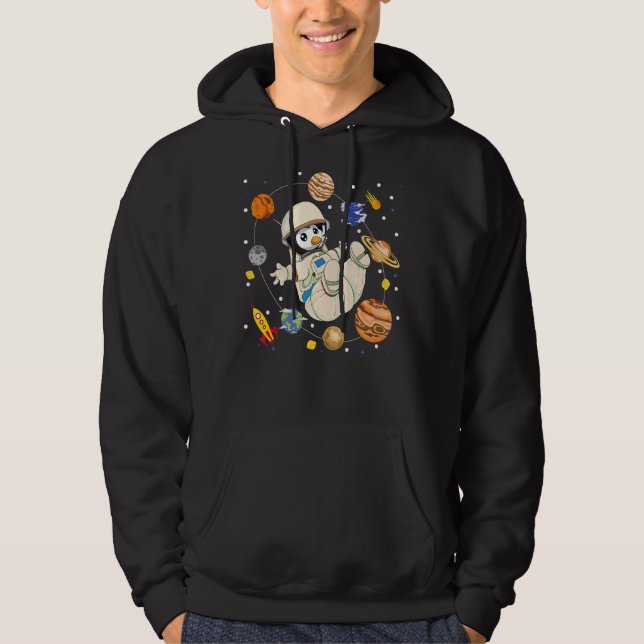 Cute Planets Zoo Animal Bird Penguin Rymden A Hoodie (Framsida)