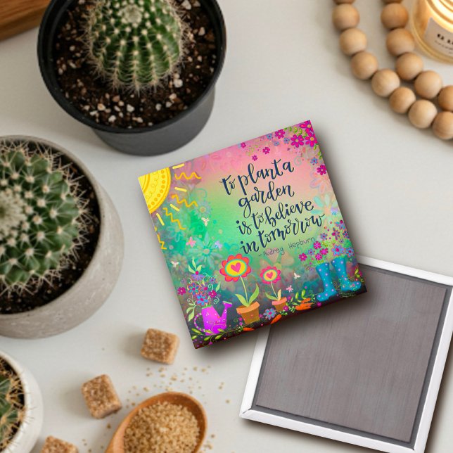 Cute Plant a Garden Trendig Söt Inspirification Magnet (Skapare uppladdad)
