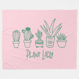Cute Plant Dam Funny Cactus Quote in Rosa Grönt Fleecefilt