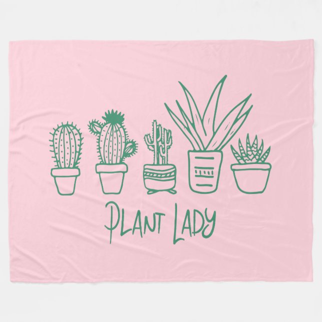 Cute Plant Dam Funny Cactus Quote in Rosa Grönt Fleecefilt (Framsidan (Horisontell))
