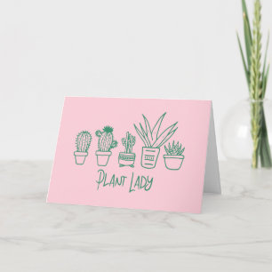 Cute Plant Dam Funny Cactus Quote in Rosa Grönt Kort