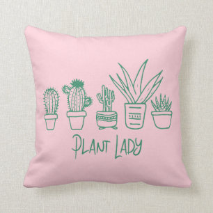 Cute Plant Dam Funny Cactus Quote in Rosa Grönt Kudde