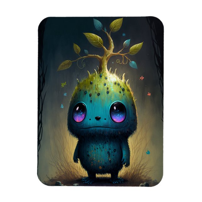 Cute Plant Monster Fantasy Art Magnet (Vertikal)